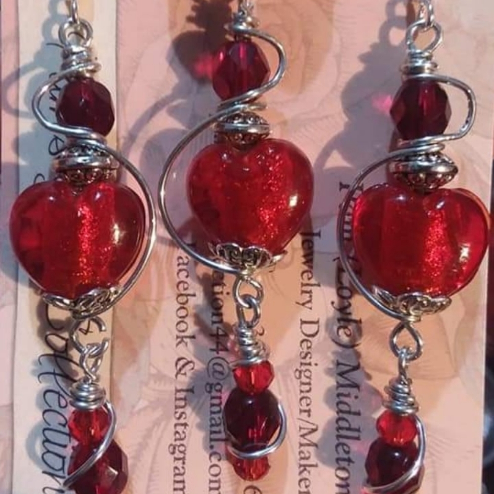 Foil lamp glass necklace and earring set